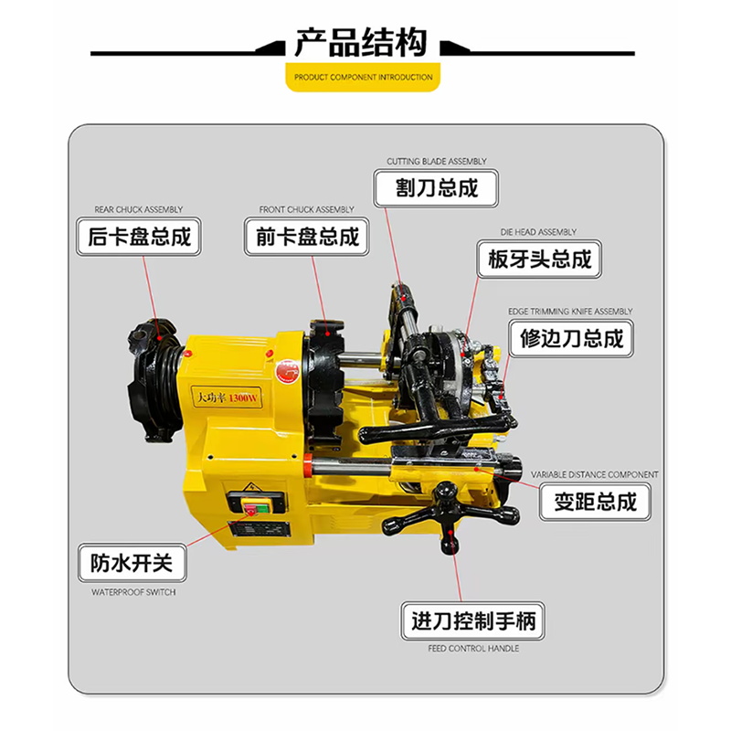SQ100 4-inch 15-100 mm elektrische pijpdraadsnijmachine met dubbele snelheid SQ100 4-inch 15-100 mm elektrische pijpdraadsnijmachine met dubbele snelheid